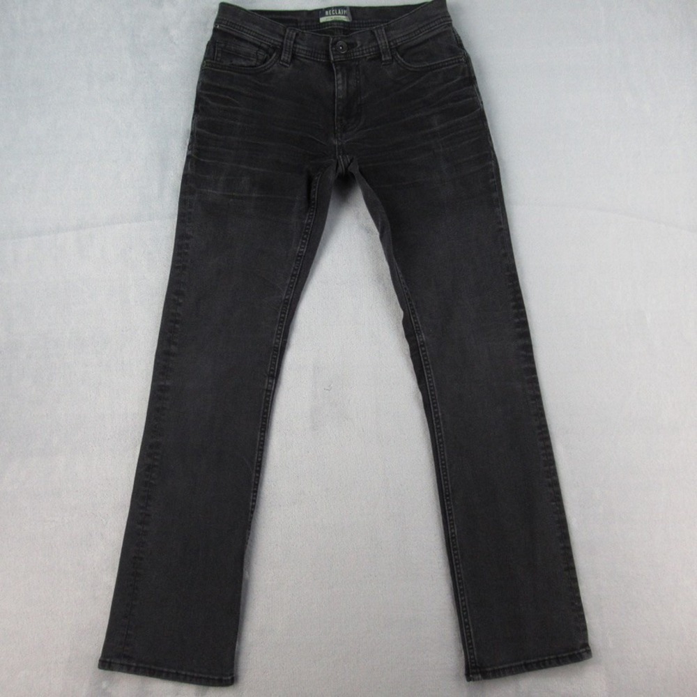 Reclaim Mens Slim Straight Jeans Faded Black FRL529‎ Size 28x32